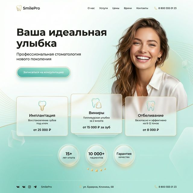 Продающий лендинг для стоматологической клиники «SmilePro»