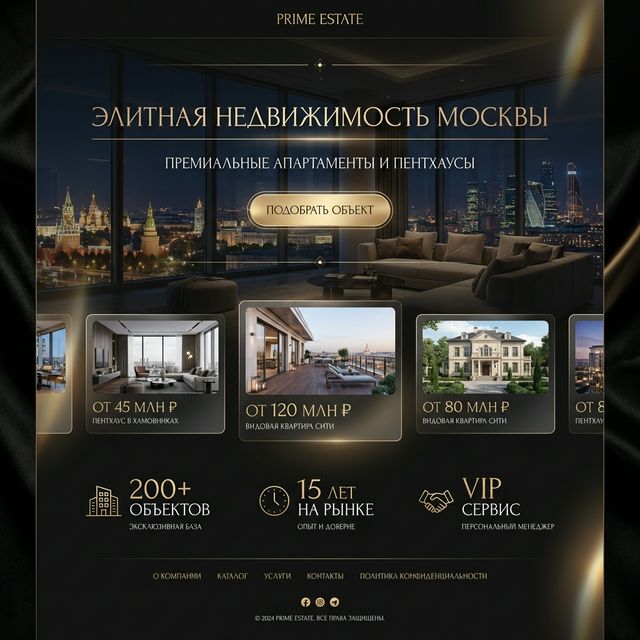 Премиальный лендинг для агентства недвижимости «Prime Estate»